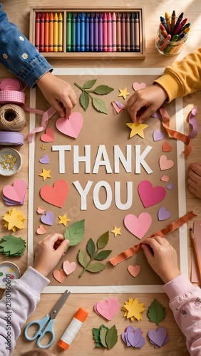Kids Creating Colorful Gratitude Artwork