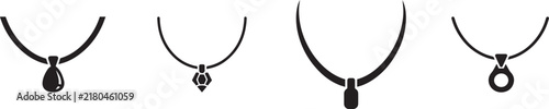 Set of four black necklace silhouette icons
