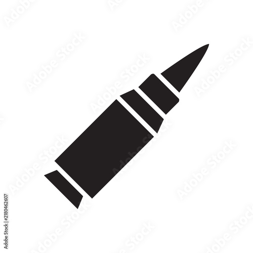 Single rifle bullet ammunition cartridge icon