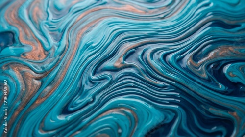 Iridescent Liquid Surface Texture – Blue and Copper Abstract Fluid Background