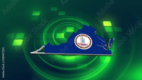 Virginia State (USA) Flag on its State Map, 3D Map Flag Opener , 
Suitable for Politics, Elections, July 4th, News and Sports Events and Memorial Day