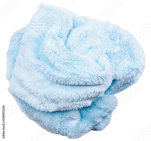 Quadro su tela Light blue plush fabric bundle isolated on transparent background