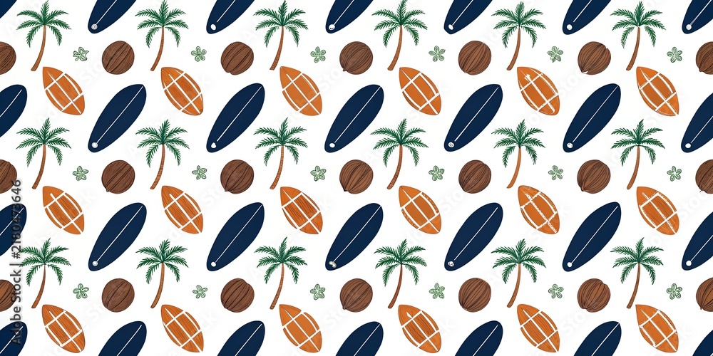 seamless pattern with surfing board