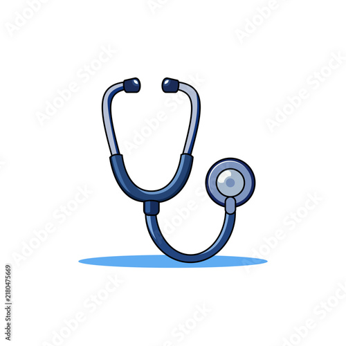 Blue medical stethoscope icon isolated on white background for healthcare checkup and medicine diagnosis