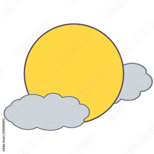雲に浮かぶ丸い満月のイラスト（夜空・朧月）