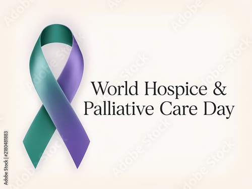 Green and purple awareness ribbon for world hospice and palliative care day