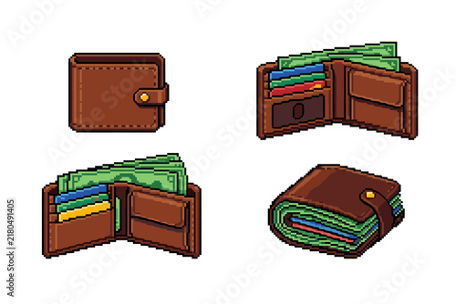 Pixel Art Wallets With Money
