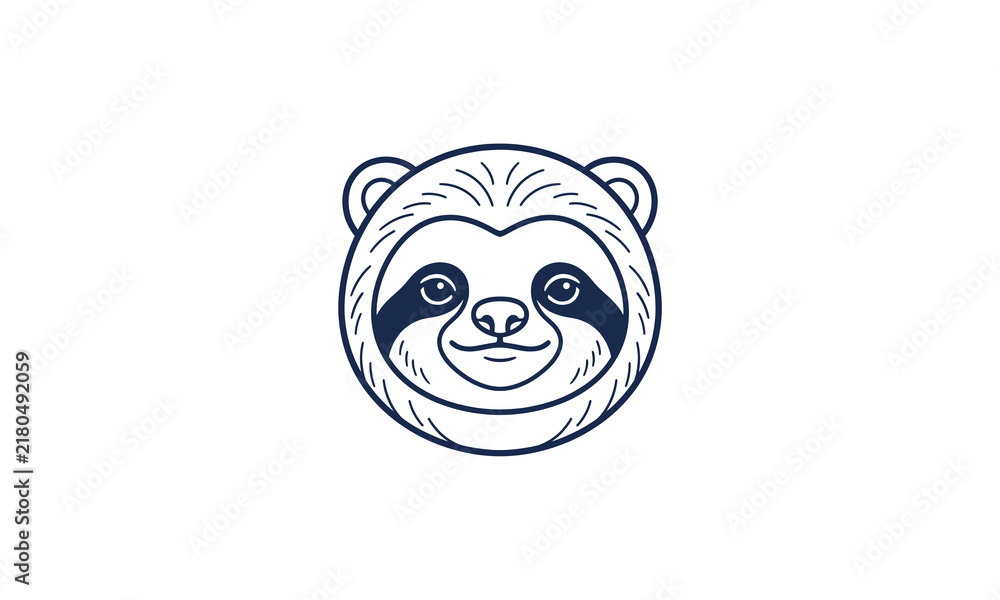 Fototapeta premium Friendly sloth head vector illustration for modern branding and creative graphic design work