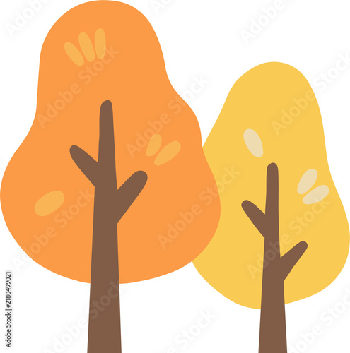 Obraz na płótnie Cute Slender Autumn Tree In Warm Yellow Ochre Colors Isolated On Plain Backgroun