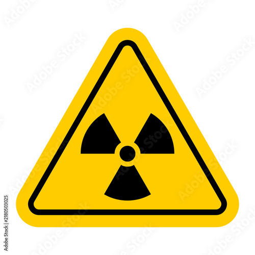 Canvastavla Radiation warning icon with yellow triangular hazard symbol, nuclear safety and