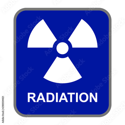 Obraz na plátně Radiation icon, radioactive warning symbol on blue background