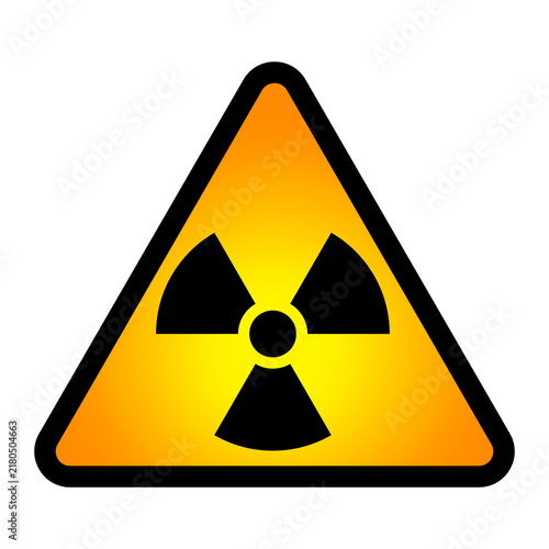 Konstfotografi Orange yellow radiation warning triangle with black nuclear symbol, radioactive