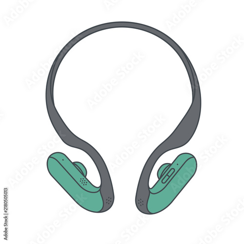Modern bone conduction headphones in green and dark grey against a white backdrop