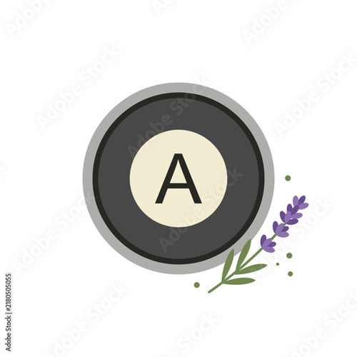 Modern circular badge icon with letter A centered on cream background
