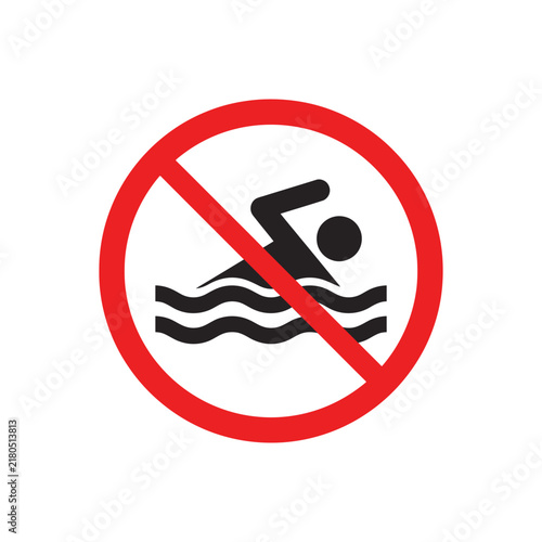 No Swimming Sign Isolated Transparent Background Vector Icon