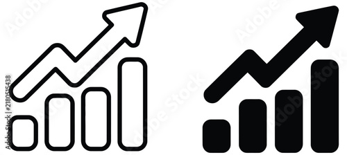 Growing graph icon set. Business chart symbol. Simple pictograms for market increase, financial progress, sales growth, and analytics presentation.
