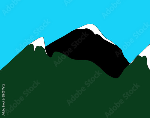 Minimal Flat Illustration of Snow Capped Mountain Landscape