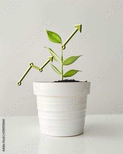 New year 2026  celebrating plant growth and success with upward graphs and hopeful symbols