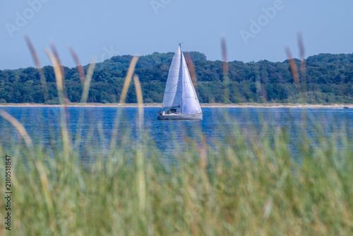 Segelboot auf der Ostsee in der Eckernförder Bucht, Schleswig-Holstein, Deutschland