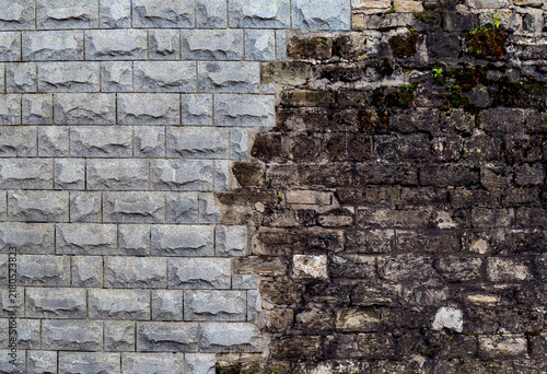Принти на полотні Masonry divided into two contrasting halves