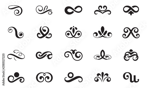 Assorted filigree accents and scrollwork for decorative borders and sophisticated page layouts.