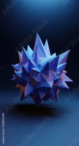 Futuristic Geometric Crystal Formation in Dark Studio.