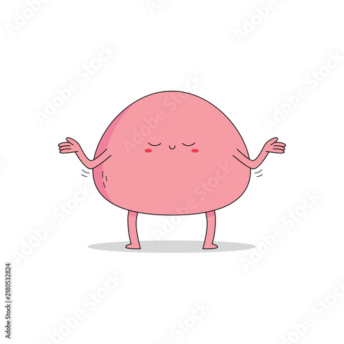 Foto Cute pink mochi cartoon character nonchalant expression doodle