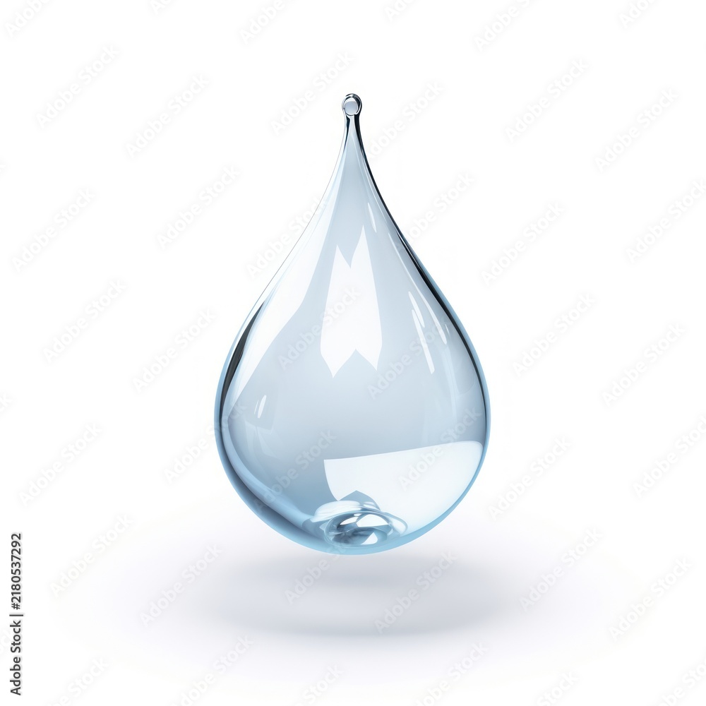 Fototapeta premium Water drop transparent glass white background.
