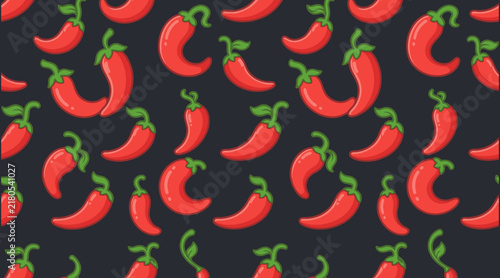 Bild auf Leinwand Vibrant red chili peppers scattered across a dark background creating a spicy and energetic pattern
