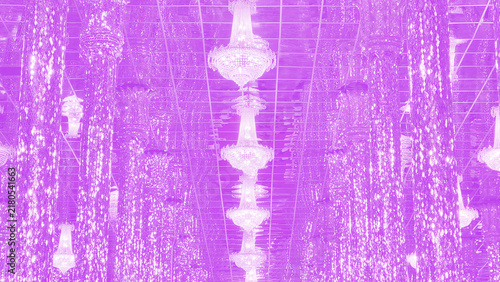 Abstract background photograph of the glass church inside Wat Tha Sung Temple, Uthai Thani Province, Thailand. Gradient of purple and white, blurred effect. Keywords: Glass, Glitter, Beauty, Happiness
