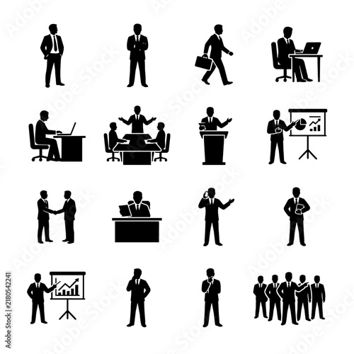Business people icons set silhouette