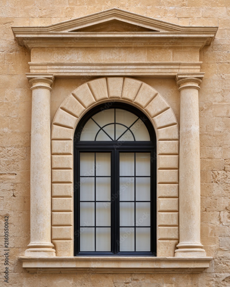 Obraz premium Elegant classical architectural window with decorative columns