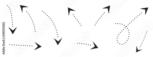 Curved dotted arrow. Zigzag arrow stripes design with dotted lines.