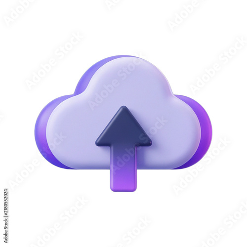 Obraz na płótnie 3D cloud upload icon, isolated on transparent background