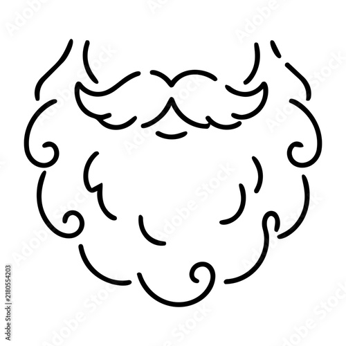 Minimalist Line Art of a Stylish Mustache and Curly Beard Design
