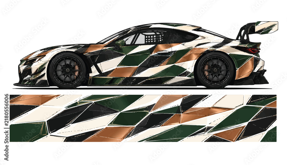 Fototapeta premium Racing Car with Diagonal Stripes Design.