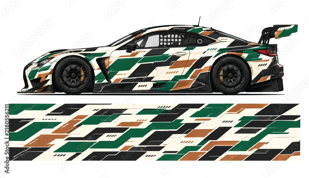 Fototapeta premium Racing Car with Geometric Design.