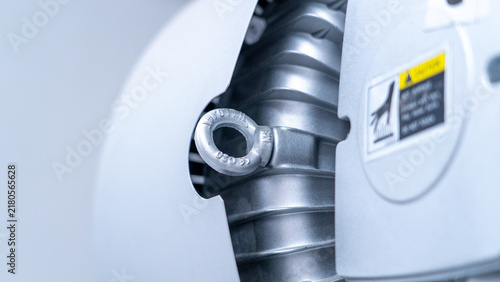 Plakat w ramie Industrial machinery metal engine cooling fins detail