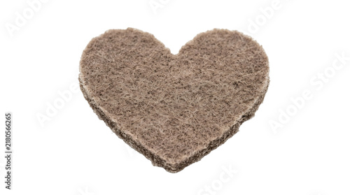 Canvas Print Textured brown felt heart craft element displaying organic fibrous material deta