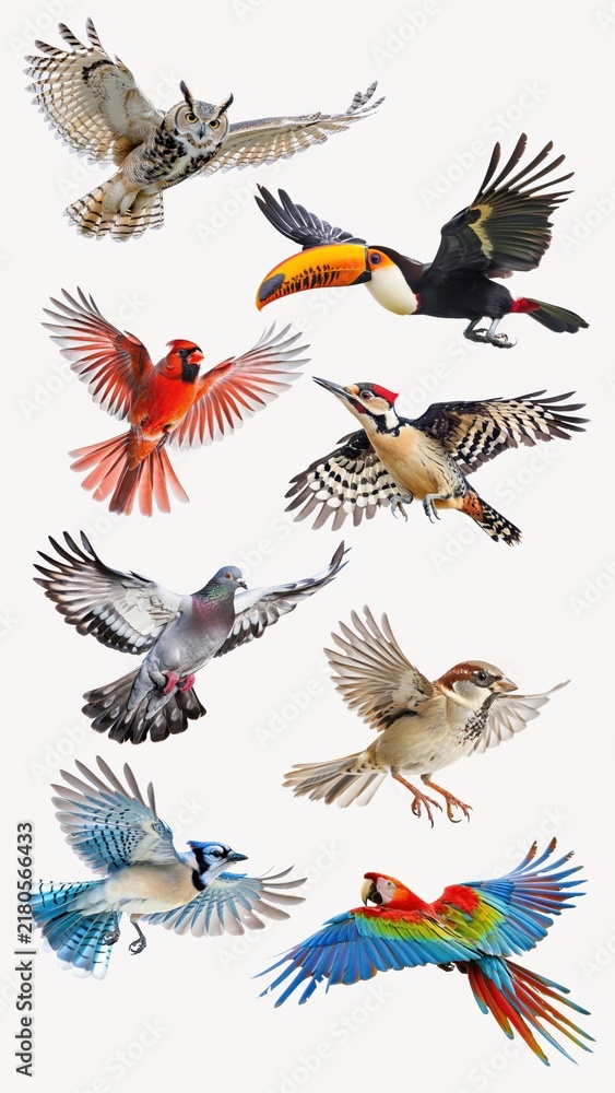 Fototapeta premium Flying bird design element set