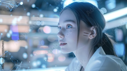 Woman futuristic technology