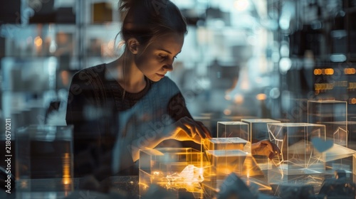 Woman working with displays