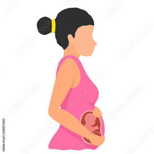 Vector illustration of a pregnant woman concept, flat design style.