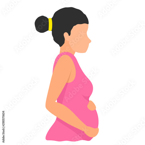Vector illustration of a pregnant woman concept, flat design style.