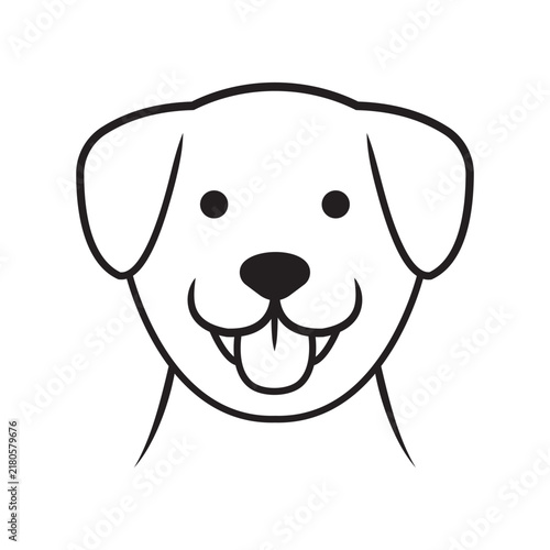 Happy Cartoon Dog Face Outline Illustration with Floppy Ears
