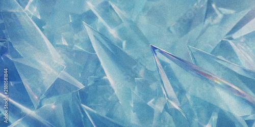 Photography Abstract blue ice texture with geometric crystalline patterns and frozen winter surface