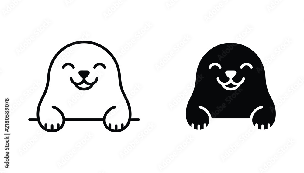 Fototapeta premium Mole vector icon isolated on white Black and white outline line art and solid glyph silhouette