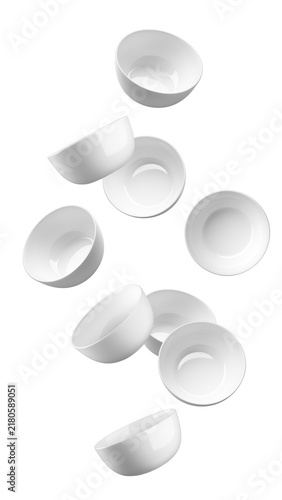 Falling Bowl, empty utensil, isolated, full depth of field