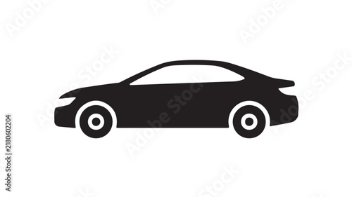 Modern sedan car side view silhouette speeding forward showcasing minimalist vehicle graphic design style details