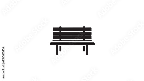 Black park wooden bench icon symbol sitting outside garden furniture silhouette graphic design element